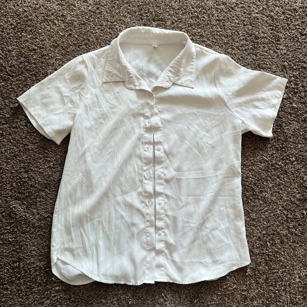 White Short Sleeve Button Up Shirt from Amazon